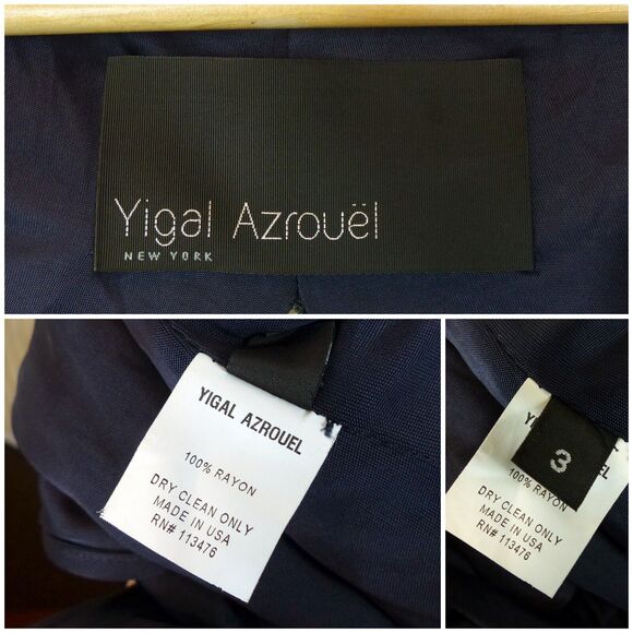 Yigal Azrouel Maxi Gown Womens 3 Blue Deep V Draped Rayon Dress Bridal Greek Y2K - Picture 5 of 16